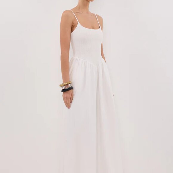 MILANO WHITE COTTON MIDI DRESS - Picture 5 of 5